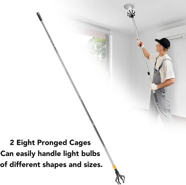 Alt view image 5 of 7 - Gugxiom Extendable Light Bulb Changer, Telescopic Pole with Flip Lock & Universal Connector for High Ceiling, Recessed & Flood Lights