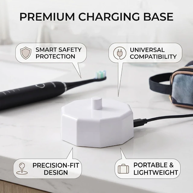 Alt view image 3 of 7 - Gugxiom Electric Toothbrush Charger for Black Series, USB Charging Travel Base Replacement Stand with Short Circuit Protection (White)