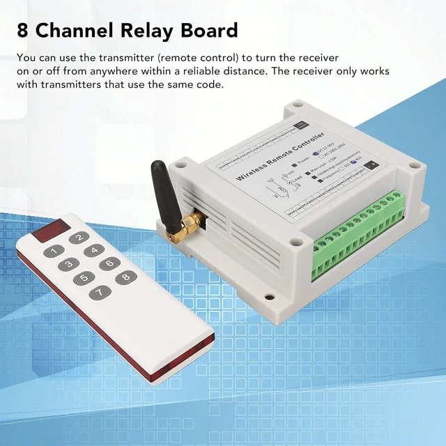 Alt view image 2 of 7 - 8 Channel Relay 8CH 10A DC 12V-36V Lamp Control Radio Switch Relay Module with Remote Control, RF, Easy Installation, Stable Performance