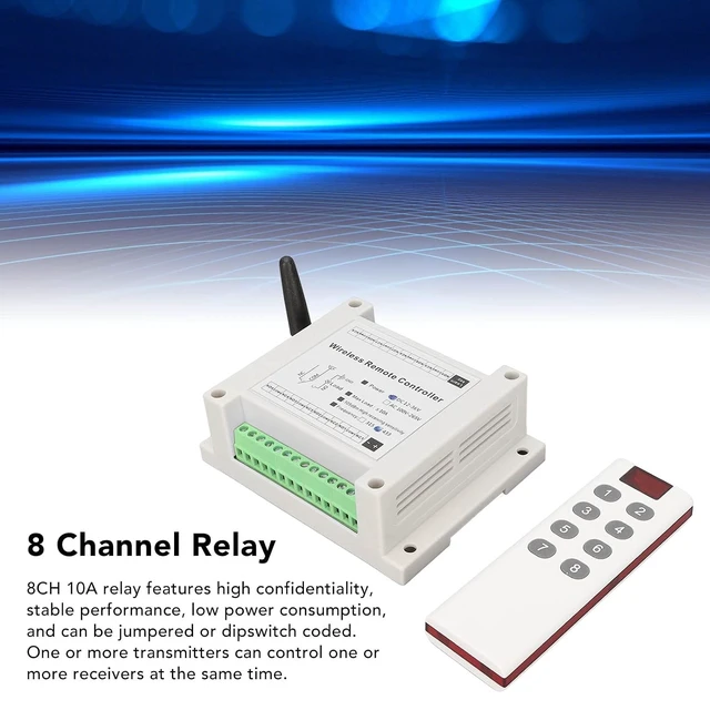 Alt view image 4 of 7 - 8 Channel Relay 8CH 10A DC 12V-36V Lamp Control Radio Switch Relay Module with Remote Control, RF, Easy Installation, Stable Performance