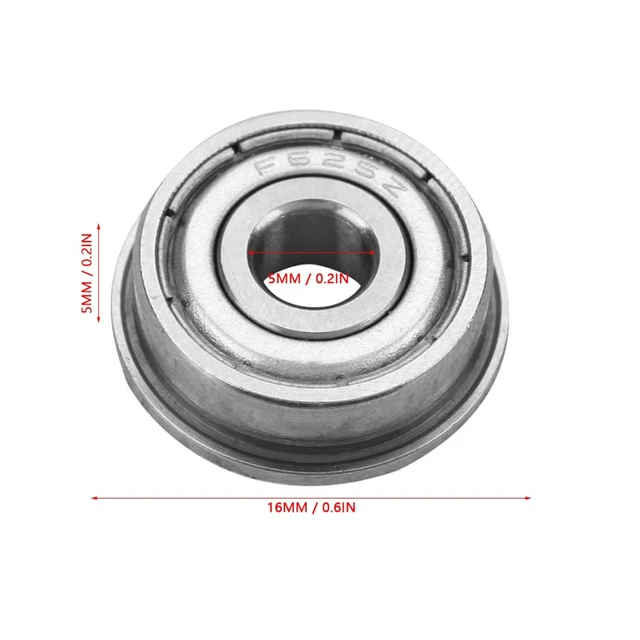 Alt view image 2 of 6 - Acogedor 10Pcs F625ZZ Double Shielded Ball Bearing 5x16x5mm Flanged