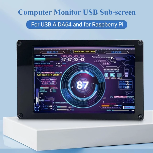Alt view image 2 of 7 - Acogedor 3.5 inch IPS Monitor Sub Screen LCD Display Screen, with Bracket and USB Power Cable, for USB and, No Extra Power Supply