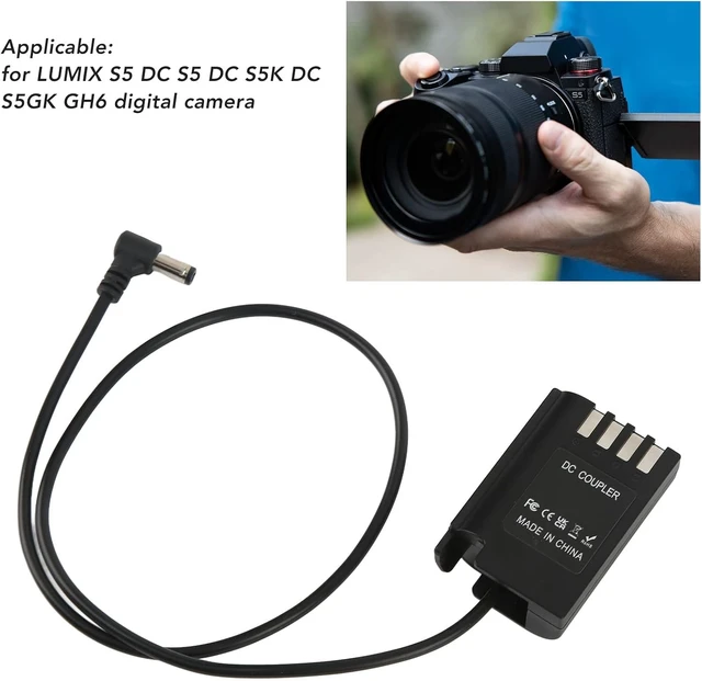 Alt view image 4 of 6 - DCC17 BLK22 Dummy Battery Kit, 5.5x2.1 Coupler Adapter, for S5 DCS5 DCS5K DCS5GK GH6 Cameras