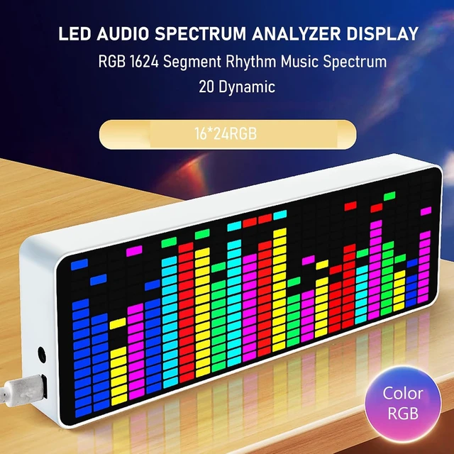 Alt view image 2 of 7 - Gugxiom LED Audio Spectrum Analyzer Display, 12h/24h Clock, RGB 1624 Segment Rhythm Music Spectrum, with 20 Dynamic, for Car, Home