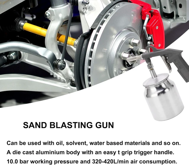 Alt view image 3 of 7 - Sandblaster Gun Kit, Air Sand Blasting Gun, Air Undercoating Spray Gun with750cc Aluminium Cup, for Rubberized Undercoat, Proofing