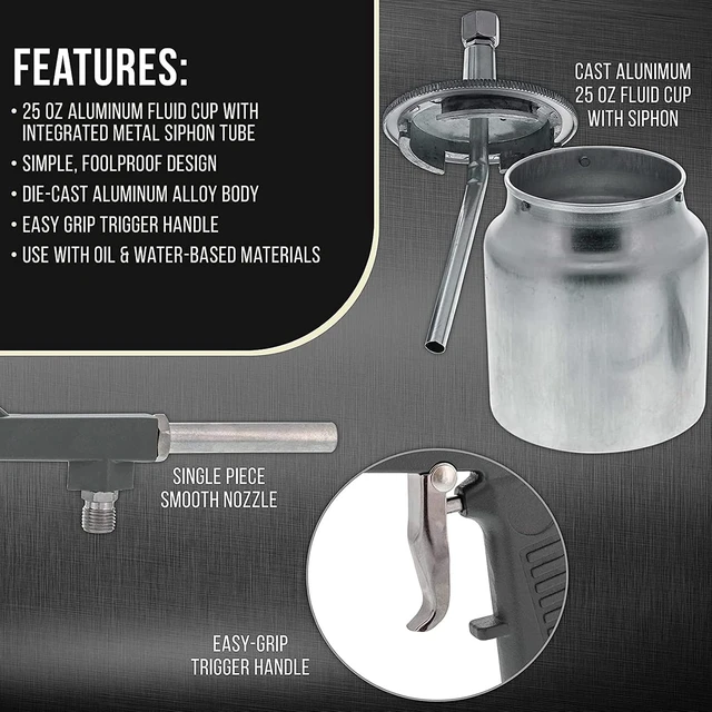 Alt view image 2 of 7 - Sandblaster Gun Kit, Air Sand Blasting Gun, Air Undercoating Spray Gun with750cc Aluminium Cup, for Rubberized Undercoat, Proofing