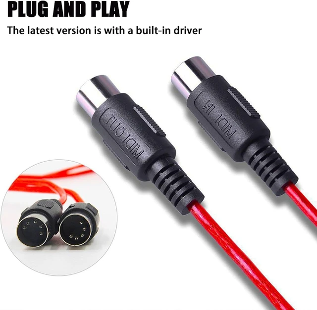 Alt view image 4 of 7 - Gugxiom MIDI to USB C Cable with Input & Output, 2x5 Pin DIN Connector, Plug & Play for Electronic Piano, Keyboard, Guitar Effects, Music Production, 5ft