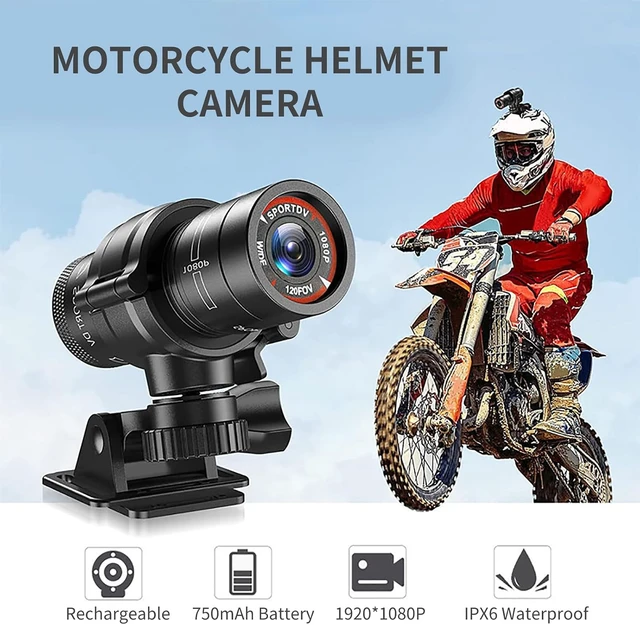 Alt view image 3 of 7 - Motorcycle Helmet Camera 1080P, 120 Wide Angle Sports Action Camera Built in Microphone with Bracket and Helmet Strap