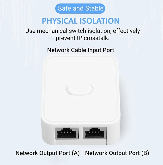 Alt view image 3 of 7 - Gigabit Ethernet Network Switch, 2 Port 1000Mbps 2 in 1 Out or 1 in 2 Out PoE Extender Switch Network Hub RJ45 Network Splitter Adapter
