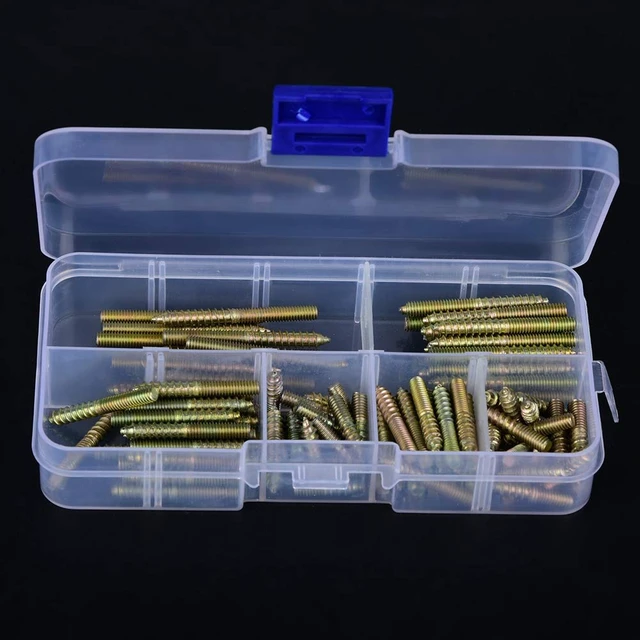 Alt view image 2 of 7 - Acogedor M4 Dowel Screw Set 110 Pack, Double Ended Hanger Bolt