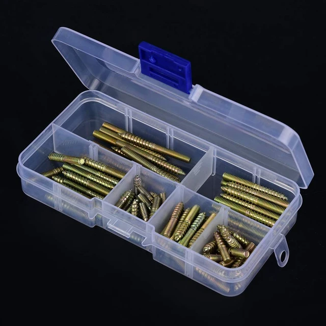 Alt view image 3 of 7 - Acogedor M4 Dowel Screw Set 110 Pack, Double Ended Hanger Bolt