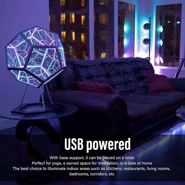 Alt view image 3 of 7 - Acogedor Dodecahedron Light, USB 3D Cube Light, LED Desk Table Lamp Light Gaming Light, Ambient Night for Home Decoration