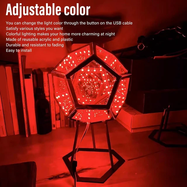 Alt view image 4 of 7 - Acogedor Dodecahedron Light, USB 3D Cube Light, LED Desk Table Lamp Light Gaming Light, Ambient Night for Home Decoration