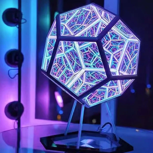 Alt view image 5 of 7 - Acogedor Dodecahedron Light, USB 3D Cube Light, LED Desk Table Lamp Light Gaming Light, Ambient Night for Home Decoration