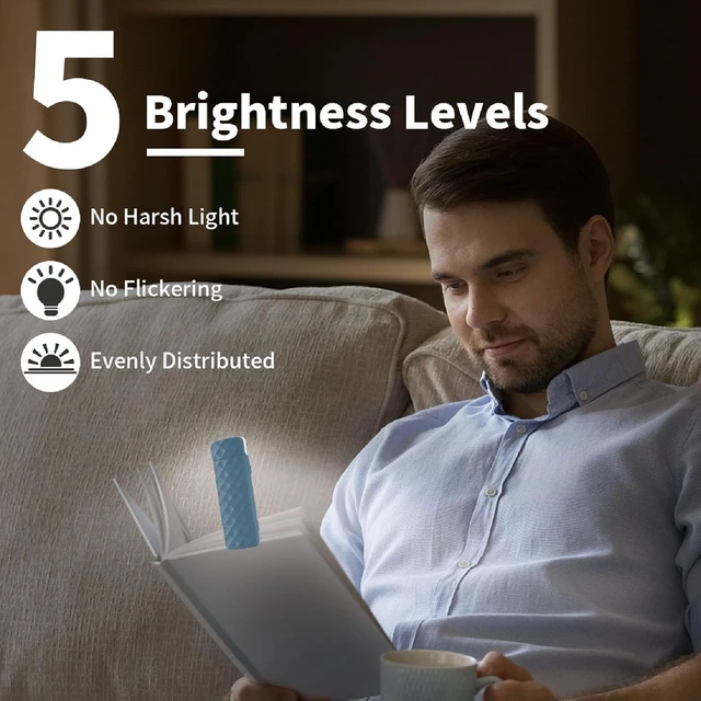 Alt view image 5 of 7 - Gugxiom Book Reading Light, Clip On LED Book Lamp, with 3 Color Mode, USB Rechargeable Book Light for Book Lovers, Kids (Blue)