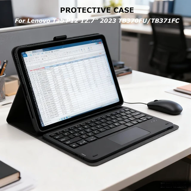 Alt view image 2 of 6 - Gugxiom Protective Case with Keyboard for Tab P12 12.7" 2023 TB370FU/TB371FC