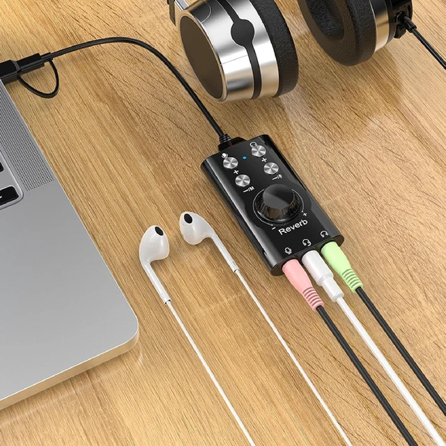 Alt view image 5 of 7 - Gugxiom USB to 3.5mm Jack Audio Adapter, USB to Audio Aux Cable External Stereo Sound Card, with Volume Control, for PC Laptop Desktop