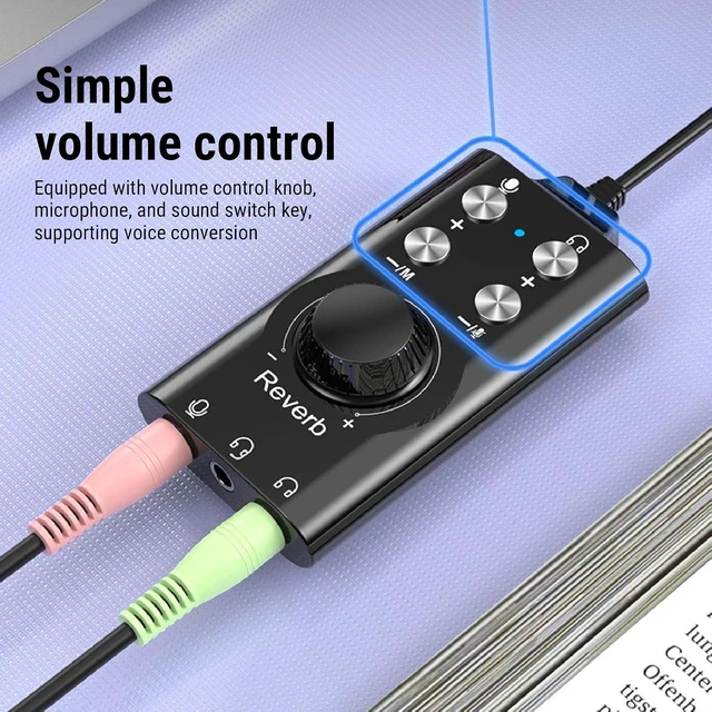 Alt view image 6 of 7 - Gugxiom USB to 3.5mm Jack Audio Adapter, USB to Audio Aux Cable External Stereo Sound Card, with Volume Control, for PC Laptop Desktop