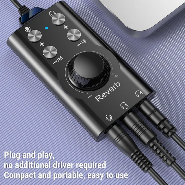 Alt view image 7 of 7 - Gugxiom USB to 3.5mm Jack Audio Adapter, USB to Audio Aux Cable External Stereo Sound Card, with Volume Control, for PC Laptop Desktop