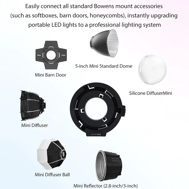 Alt view image 4 of 6 - Gugxiom Mini Bowens Mount to Standard Bowens Mount Adapter, Compatible with YN150 YN150S YN150Ultra LED Video Lights