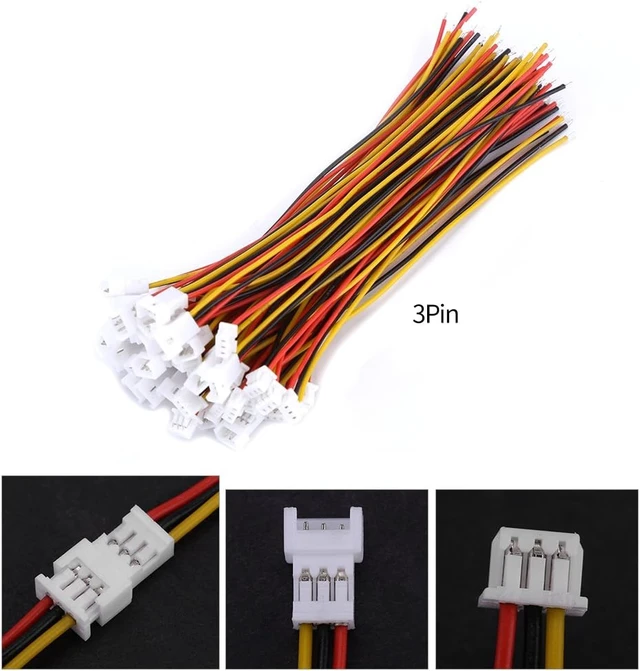 Alt view image 7 of 7 - Acogedor 20Pcs JST 1.25mm 3 Pin Connectors Female Male with 100mm Wires