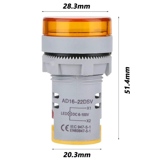 Alt view image 5 of 7 - Digital Mini LED Display Voltmeter, DC 6-100V LED Voltmeter Light Digital Display DC Voltage Meter Indicator Round Lamp Tester (Yellow)