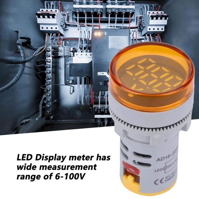 Alt view image 4 of 7 - Digital Mini LED Display Voltmeter, DC 6-100V LED Voltmeter Light Digital Display DC Voltage Meter Indicator Round Lamp Tester (Yellow)
