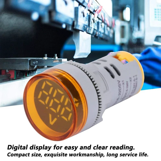 Alt view image 3 of 7 - Digital Mini LED Display Voltmeter, DC 6-100V LED Voltmeter Light Digital Display DC Voltage Meter Indicator Round Lamp Tester (Yellow)