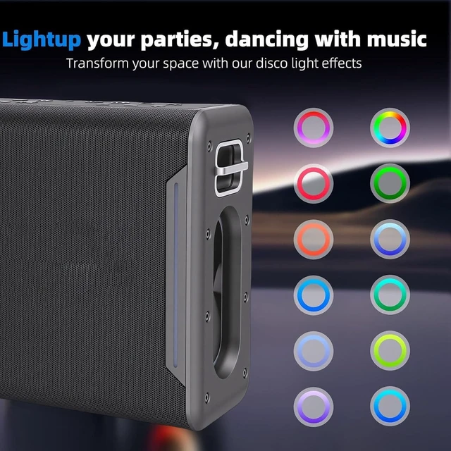 Alt view image 6 of 7 - Gugxiom Karaoke Machine with 2 Wireless Microphones, 60W Portable Bluetooth Speaker PA System with RGB Lights, TWS AUX USB TF, for Adults Kids Parties Family Gatherings