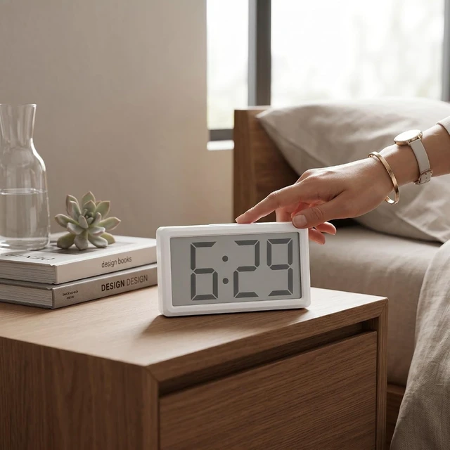Alt view image 5 of 7 - Gugxiom Small Digital Clock with Magnetic Back, Battery Powered 12 Hour Mini Digital Clock, Desktop or Magnetic Display with Easy to Read LCD Screen (White)