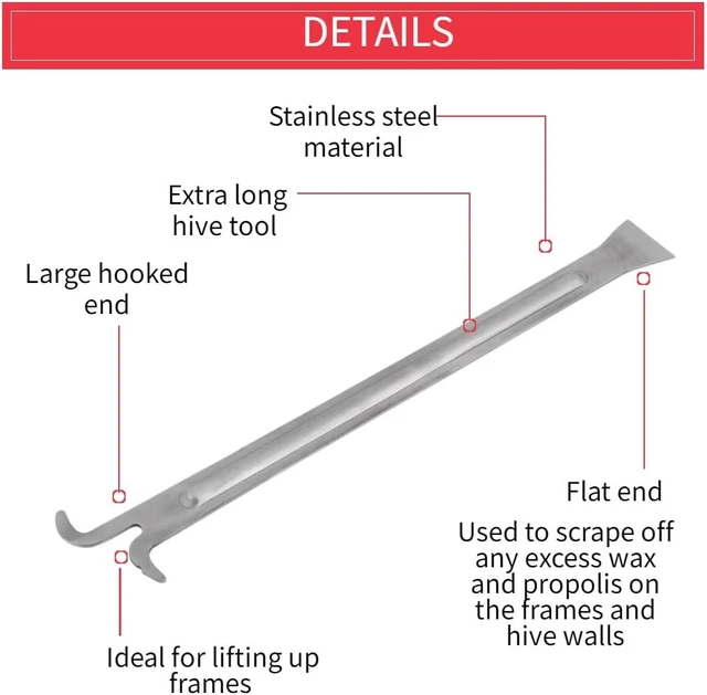 Alt view image 3 of 7 - Hive Scraper Tool, Stainless Steel Extra Long Beehive Cleaning Scraper, Beekeeping Tool, Beekeeping Supplies Beekeeper Equipment Bee Hive Tool