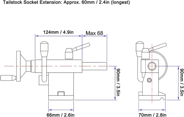 Alt view image 2 of 7 - 0618 Mini Lathe Tail Replacement, Mini Lathe Machine Woodworking Tool, for 7x12 7x14 0618 CJ18A Lathes