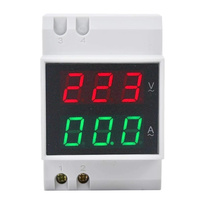 Main image of DIN Rail Voltage Ampere Meter, AC80-300V AC0-99.9A Multi-Functional Digital Din Rail Current Voltage Power Meter Ammeter Voltmeter, Din Rail Led Display Digital AC Voltmeter