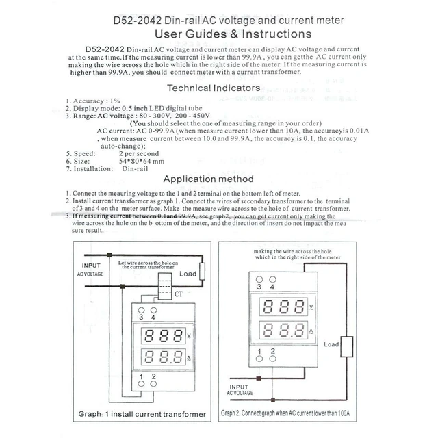 Alt view image 2 of 6 - DIN Rail Voltage Ampere Meter, AC80-300V AC0-99.9A Multi-Functional Digital Din Rail Current Voltage Power Meter Ammeter Voltmeter, Din Rail Led Display Digital AC Voltmeter