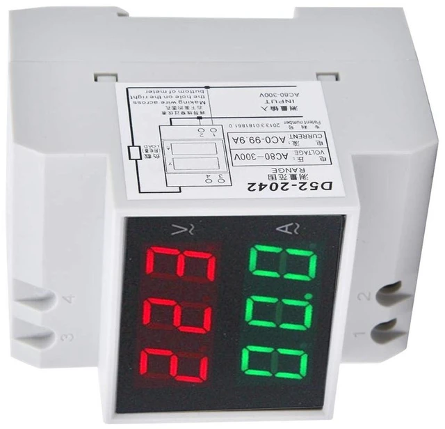 Alt view image 5 of 6 - DIN Rail Voltage Ampere Meter, AC80-300V AC0-99.9A Multi-Functional Digital Din Rail Current Voltage Power Meter Ammeter Voltmeter, Din Rail Led Display Digital AC Voltmeter