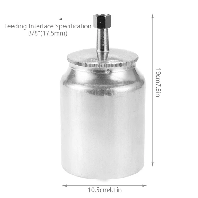 Alt view image 4 of 7 - Feed Paint Cup 400/600/1000ml Aluminum Spray Gun Cup Replacement Pot Paint Container Pneumatic Spray Gun Accessory (3/8" 1000ml)