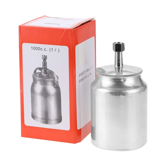 Alt view image 5 of 7 - Feed Paint Cup 400/600/1000ml Aluminum Spray Gun Cup Replacement Pot Paint Container Pneumatic Spray Gun Accessory (3/8" 1000ml)