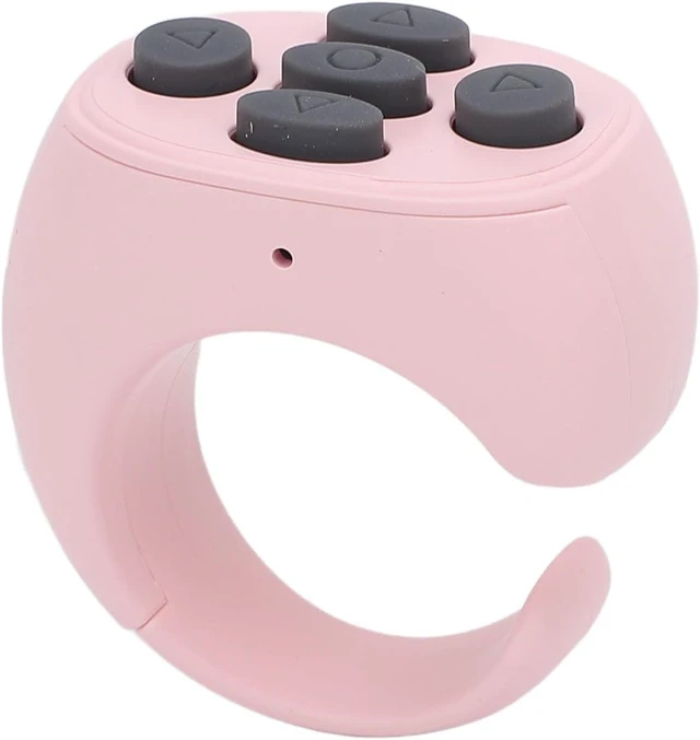 Main image of Remote Scrolling Ring for TikTok, 5 Buttons Bluetooth Page Turner with Charging Case, Camera Remote Control for Android Phones Tablets (Pink)