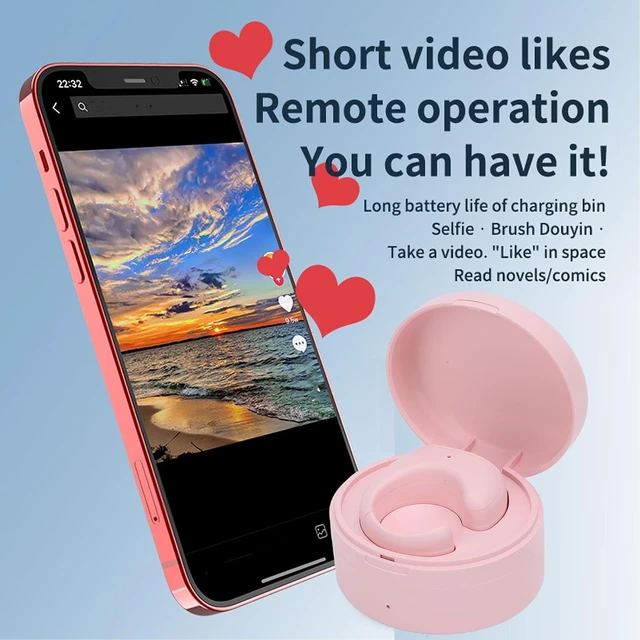Alt view image 3 of 7 - Remote Scrolling Ring for TikTok, 5 Buttons Bluetooth Page Turner with Charging Case, Camera Remote Control for Android Phones Tablets (Pink)