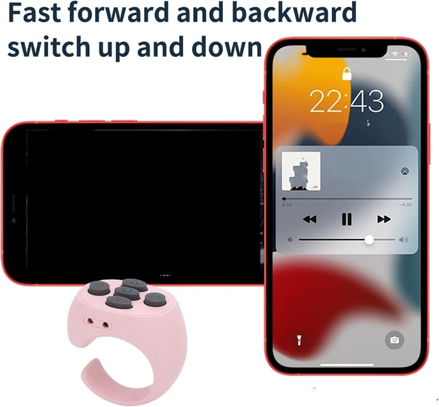 Alt view image 2 of 7 - Remote Scrolling Ring for TikTok, 5 Buttons Bluetooth Page Turner with Charging Case, Camera Remote Control for Android Phones Tablets (Pink)