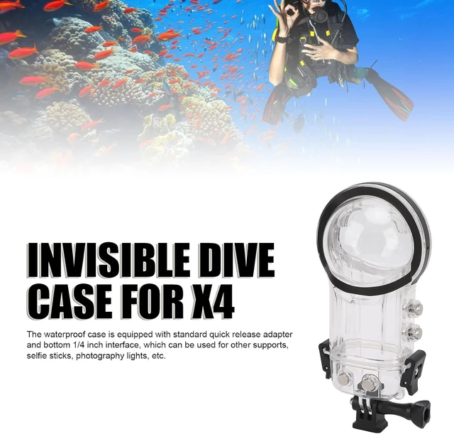 Alt view image 2 of 7 - 164ft Invisible Dive Case for X4, IPX8 Housing Case, Underwater Protective Shell, with Bracket Accessories