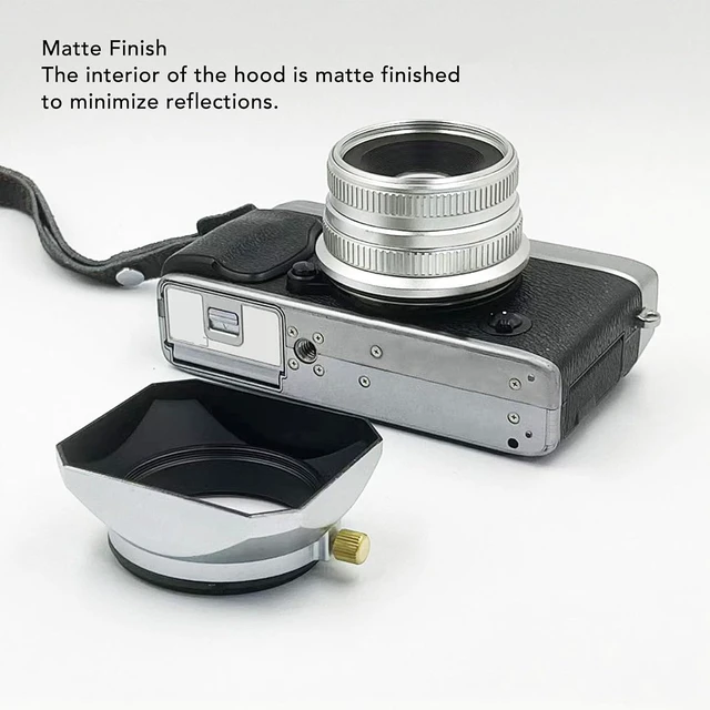 Alt view image 2 of 7 - 52mm Lens Hood, Retro Silver Lens Hood Shade, for 52mm Lens Camera Accessories