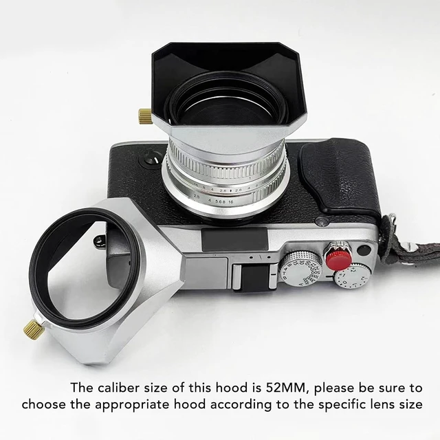 Alt view image 5 of 7 - 52mm Lens Hood, Retro Silver Lens Hood Shade, for 52mm Lens Camera Accessories