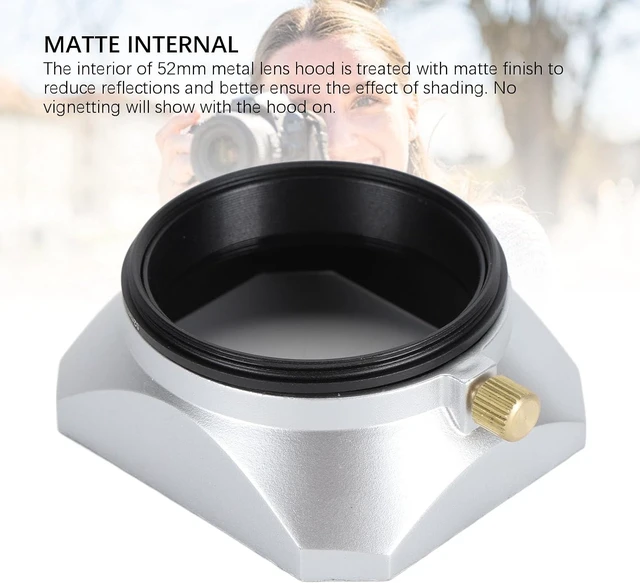 Alt view image 6 of 7 - 52mm Lens Hood, Retro Silver Lens Hood Shade, for 52mm Lens Camera Accessories