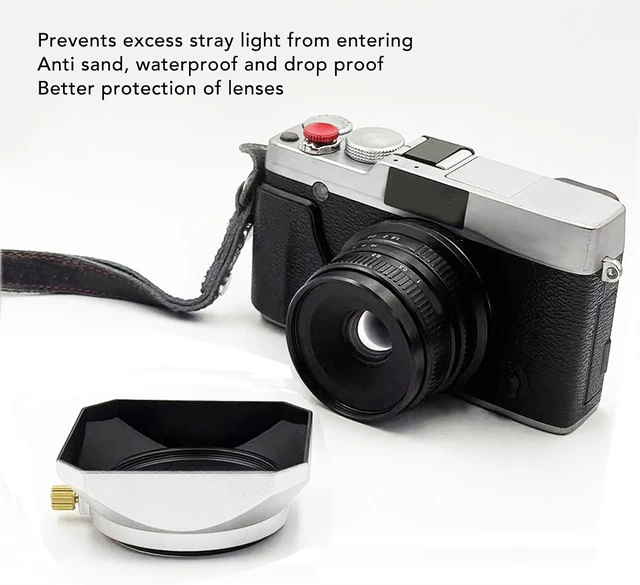 Alt view image 3 of 7 - 52mm Lens Hood, Retro Silver Lens Hood Shade, for 52mm Lens Camera Accessories