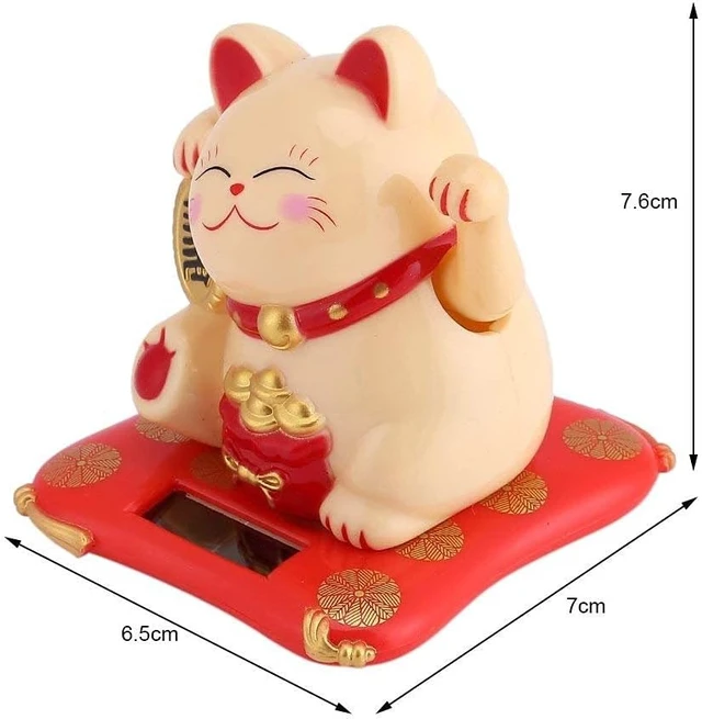 Alt view image 7 of 7 - Acogedor Solar Waving Cat, Good Luck Statue with Arm for Car Home Decor
