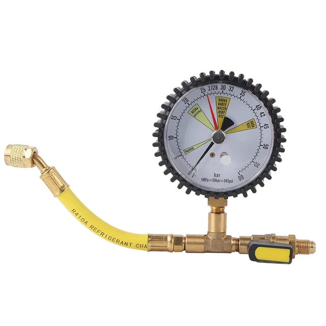 Alt view image 6 of 7 - Nitrogen Pressure Test Gauge for Air Conditioning, Refrigerant, Car, A/C Refrigeration Tool for R134a, R22, R407C, R410A, R404A, R507, R422D, R32, 1/4 SAE inch