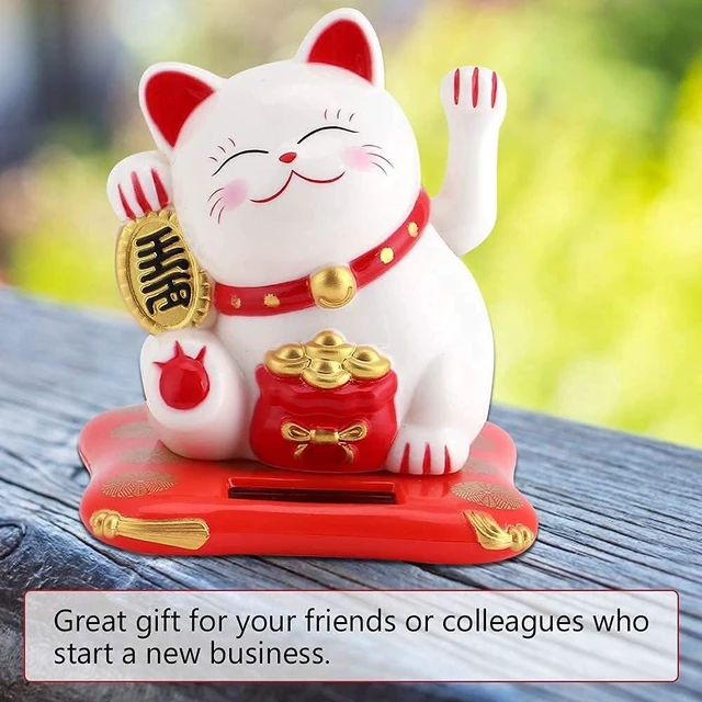 Alt view image 6 of 7 - Acogedor Solar Waving Cat, Good Luck Statue with Arm for Car Home Decor