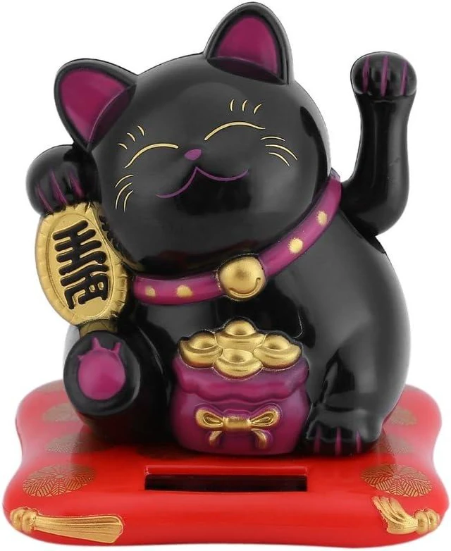 Main image of Acogedor Solar Waving Cat, Good Luck Fortune Statue for Car Desk Decor
