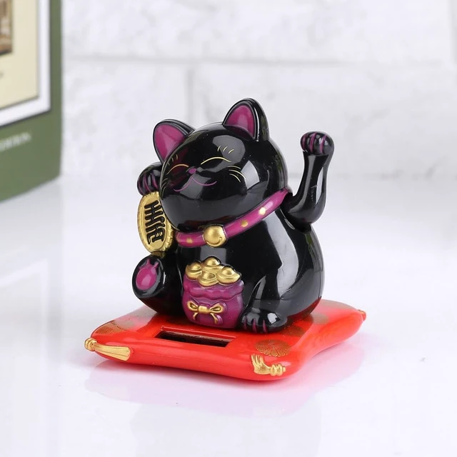 Alt view image 3 of 7 - Acogedor Solar Waving Cat, Good Luck Fortune Statue for Car Desk Decor